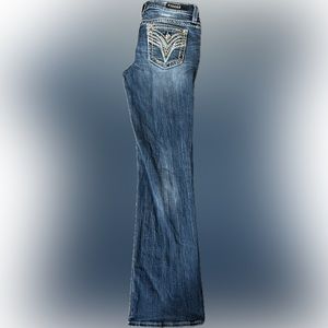 Vigoss® Heritage Sequin Faux Flap Pocket Mid Rise Bootcut Jean 3/4 L33